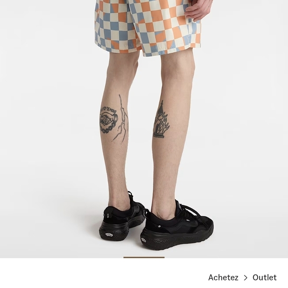 Vans Orange and Blue Checkered Athletic Shorts - Picture 3 of 5